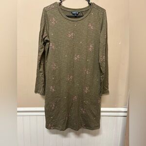Toad&Co Windmere II LS Long Sleeve Dress Olive Green Tencel Lyocell Size Small